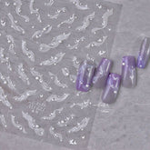 white lace ribbon nail stickers with pearls